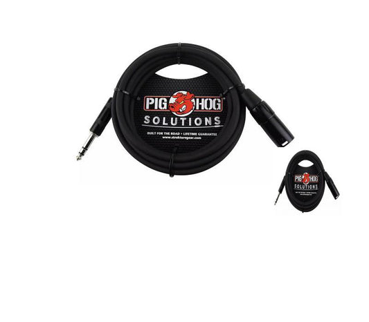 Pig Hog PX-TMXM15 1/4" TRS to XLR Balance Adaptor Cable, 15 Feet - New