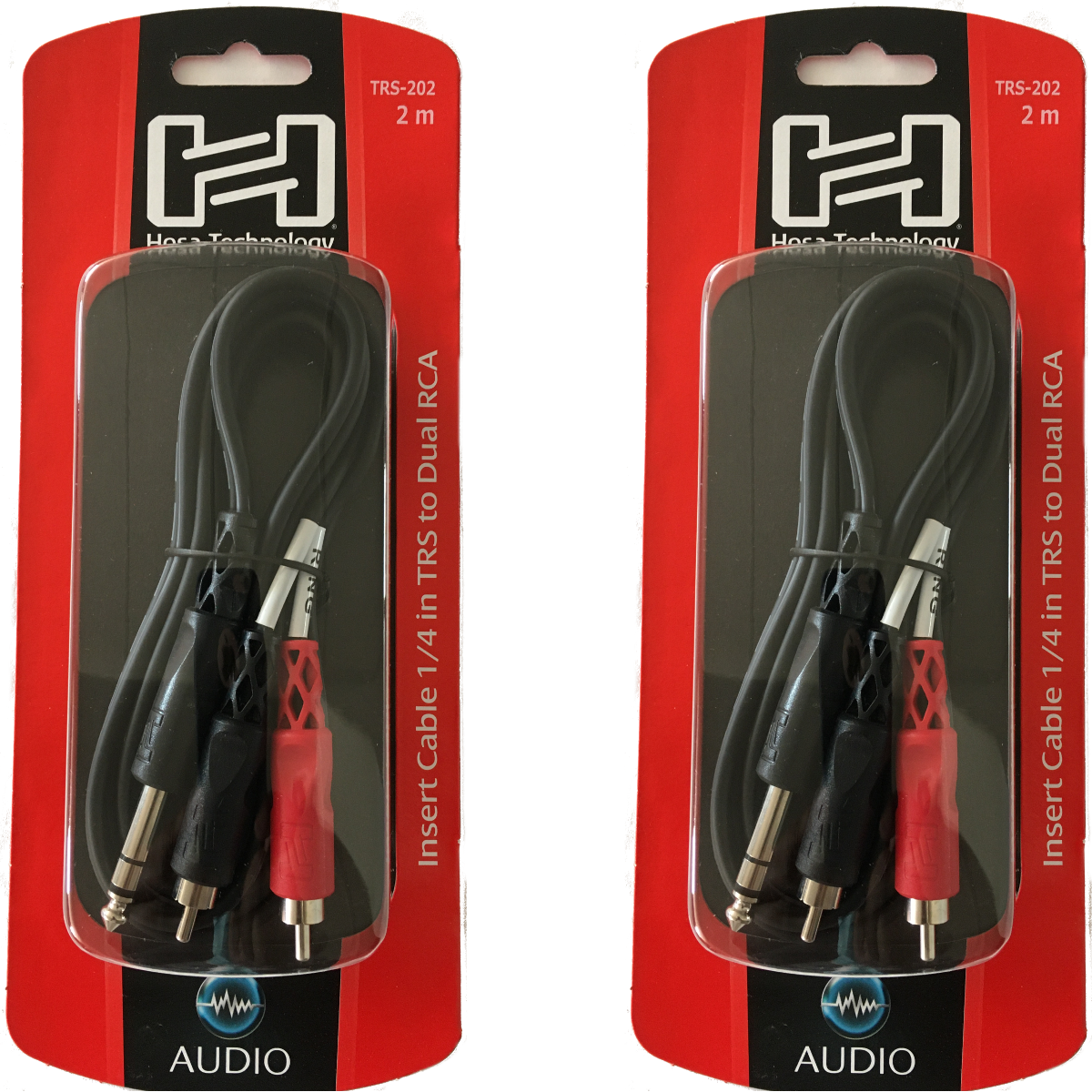 Hosa TRS-202 2 Pack Channel Insert Mixer Cable 1/4' TRS to Dual RCA