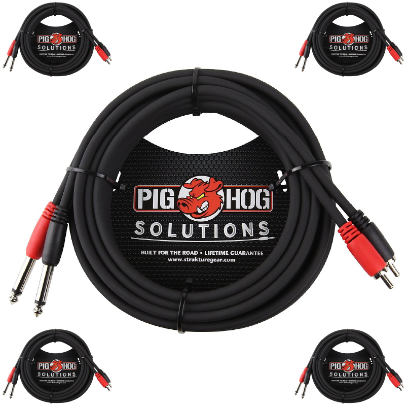 Pig Hog Solutions 15ft Dual RCA Male to Dual 1/4' Cable PD-R1415
