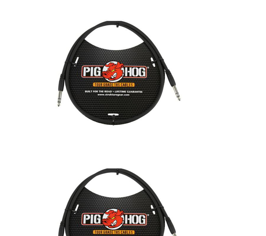 Pig Hog 8mm 3 Foot FT 1/4' TRS Balanced Stereo to 1/4' TRS Cable Plug PTRS03