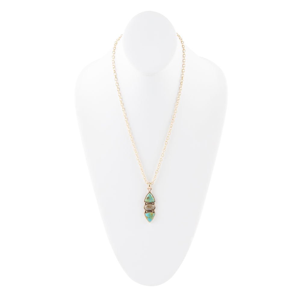 Labradorite and Turquoise Pendant Necklace