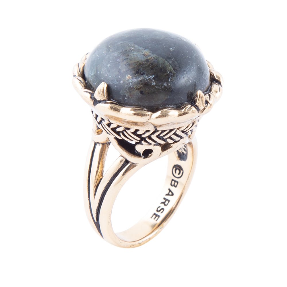 Black Labradorite Golden Statement Ring Bronze Barse Jewelry