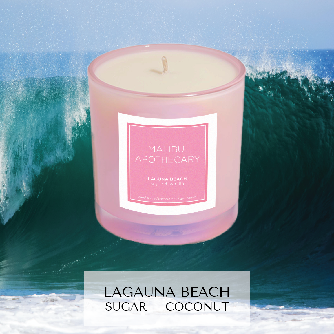 Iridescent Pink Coconut Soy Wax Candle Malibu Apothecary
