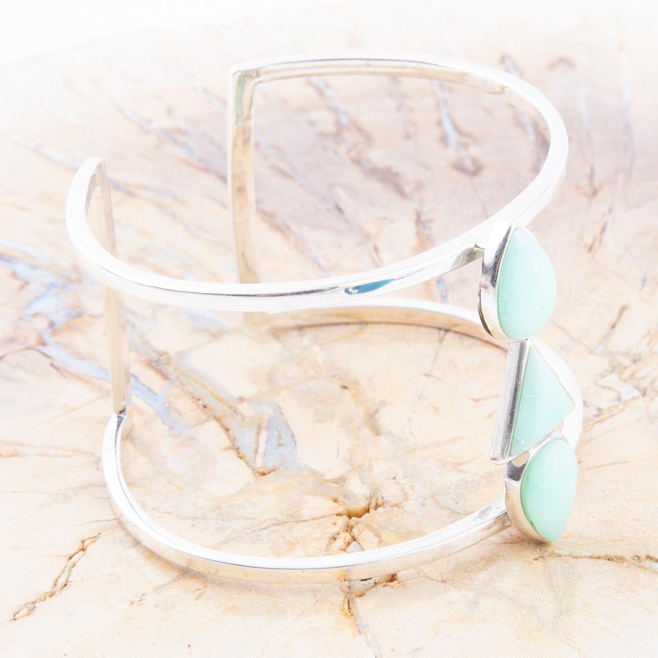 Lahana Green Chrysoprase Sterling Silver Statement Cuff Bracelet
