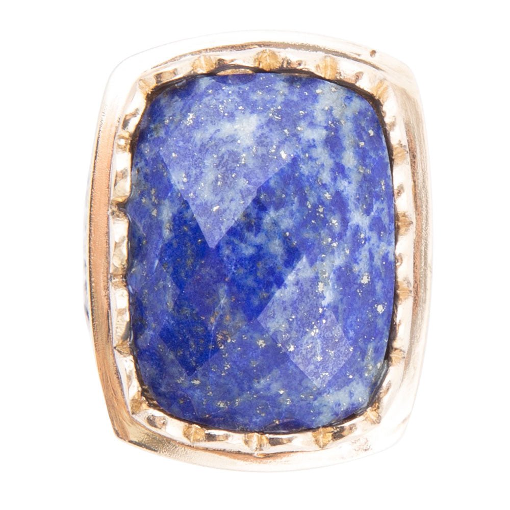Blue Lapis Golden Cocktail Ring Genuine Bronze Barse Jewelry