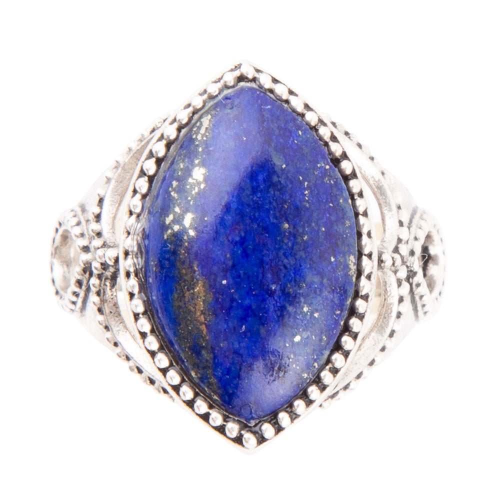 Blue Lapis Marquis Ring Sterling Silver