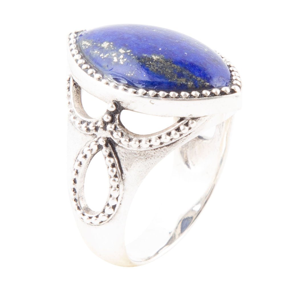 Blue Lapis Marquis Ring Sterling Silver