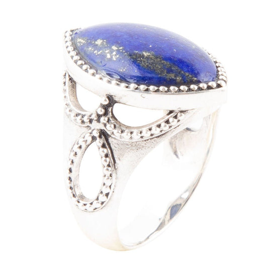 Blue Lapis Marquis Ring Sterling Silver
