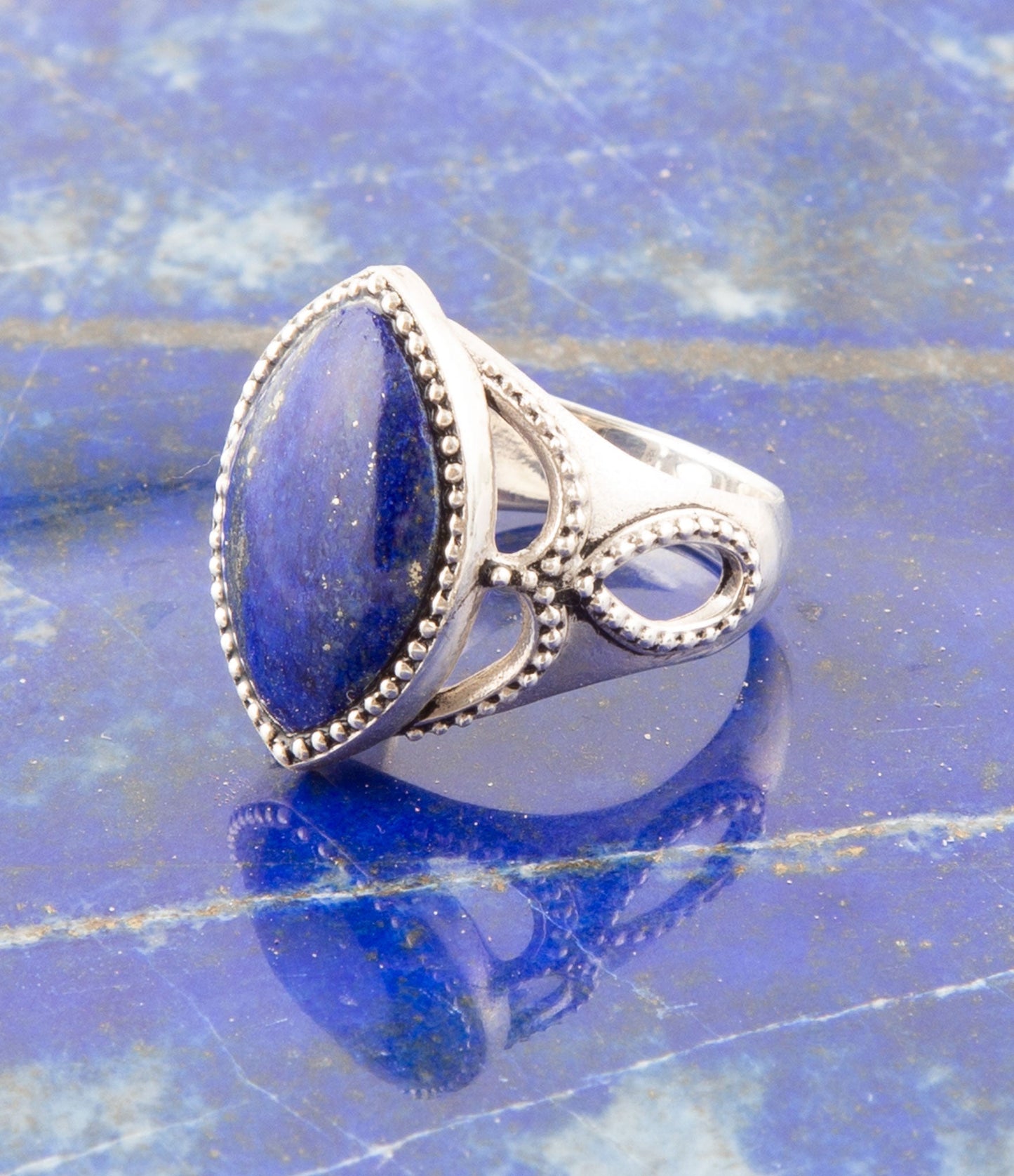 Blue Lapis Marquis Ring Sterling Silver