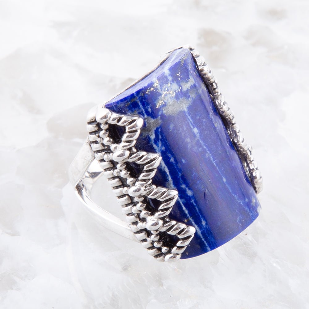 Blue Lapis Slice Sterling Silver Ring