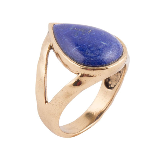 Lapis Teardrop Ring - Bronze