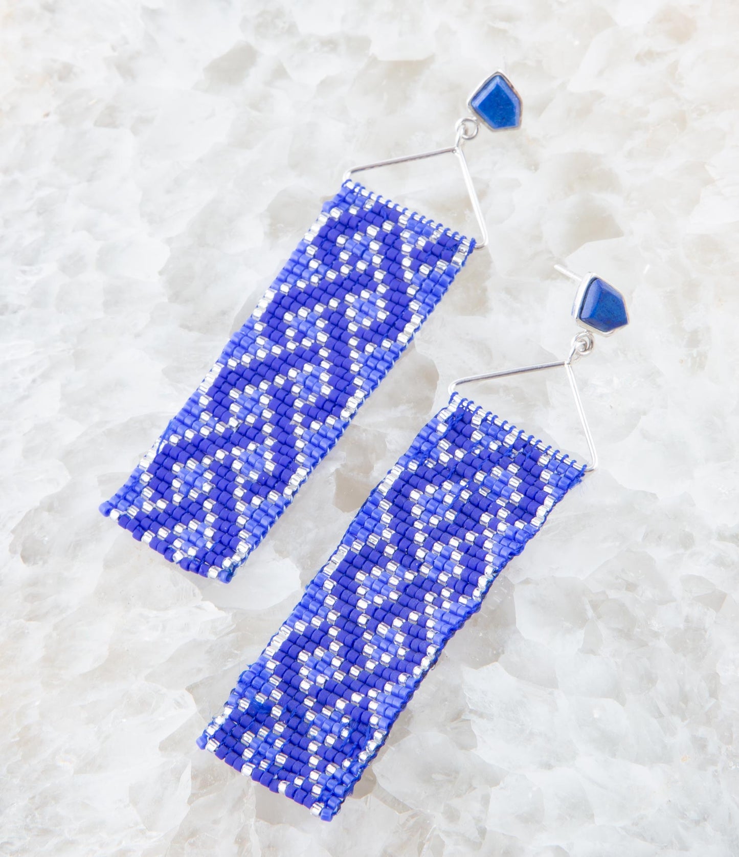 Lapis Woven Seed Bead Earrings