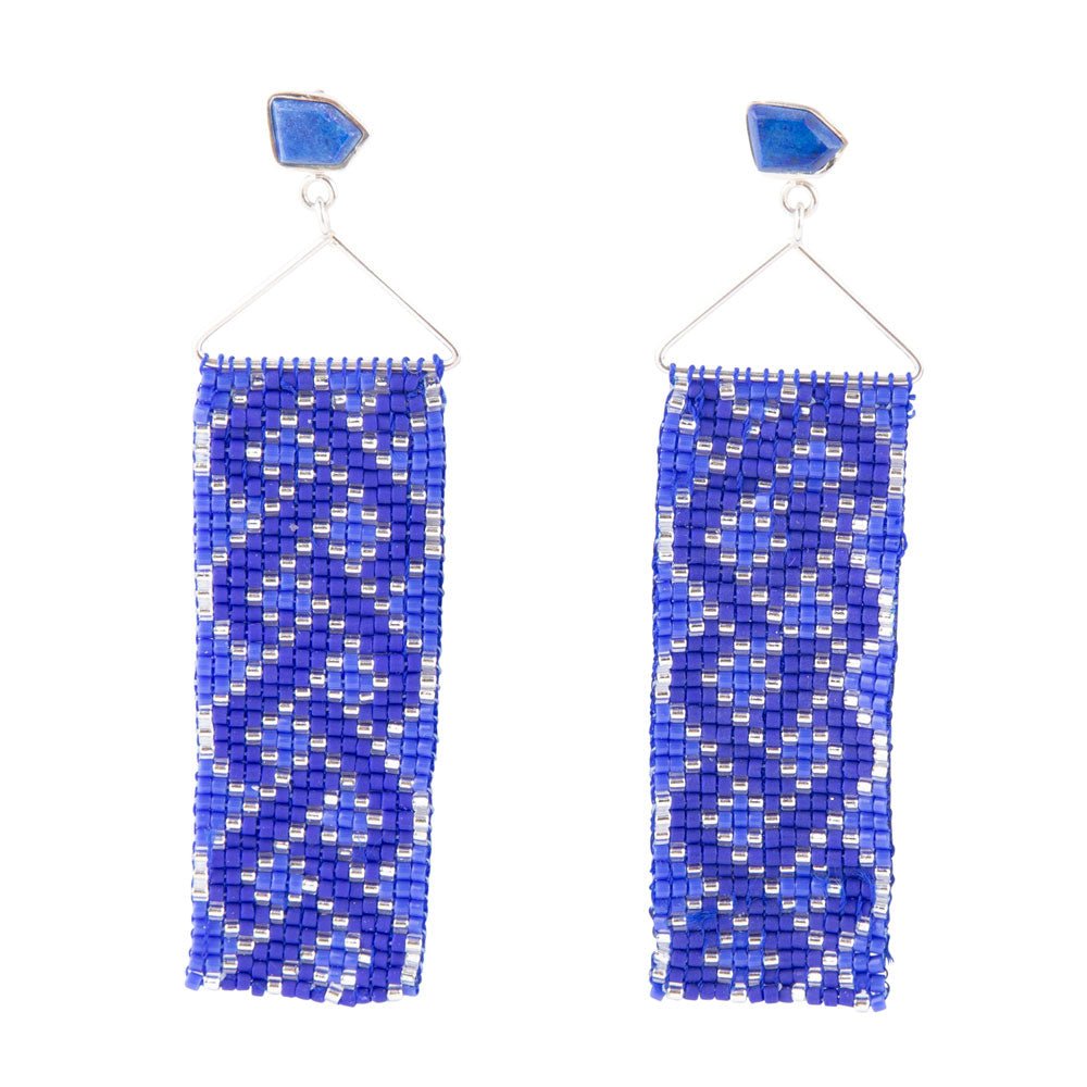 Lapis Woven Seed Bead Earrings