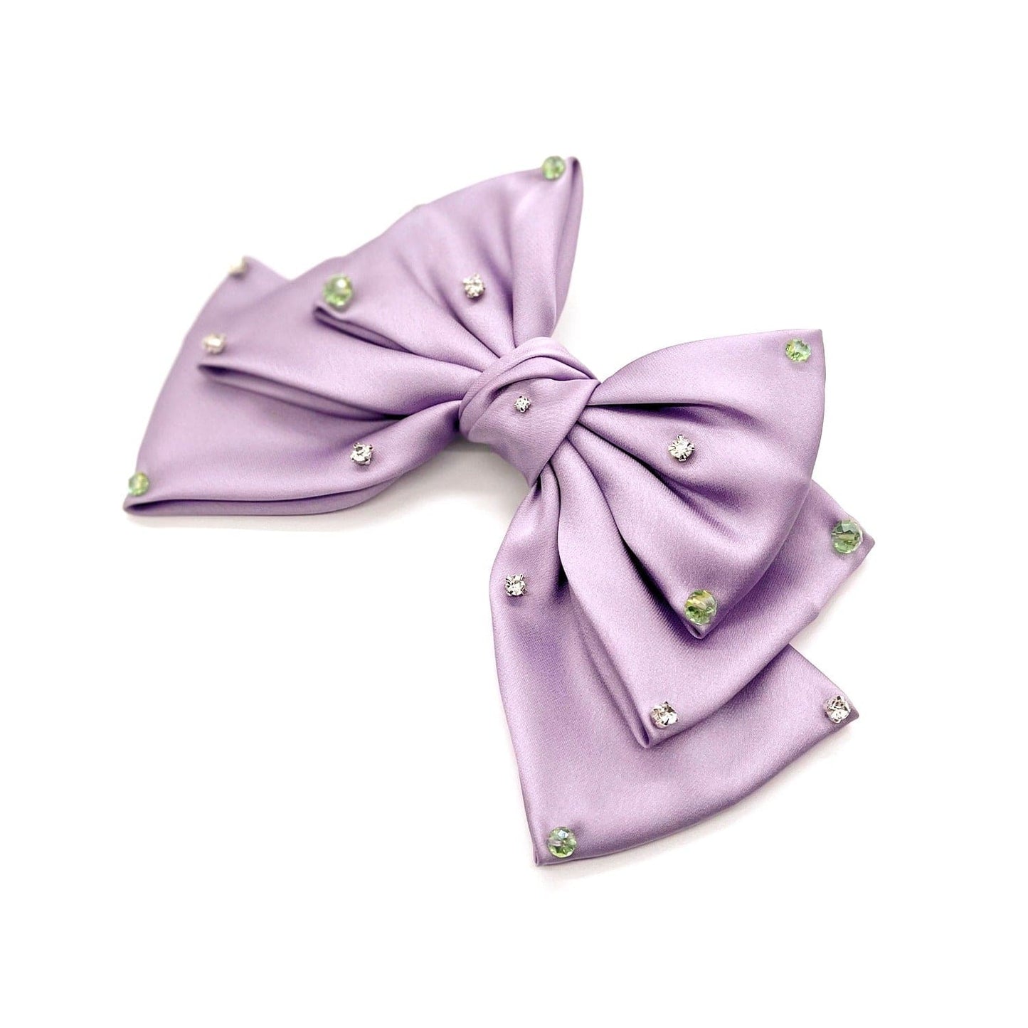 Periwinkle Satin Fabric Barrette Hand Beaded ADIBA