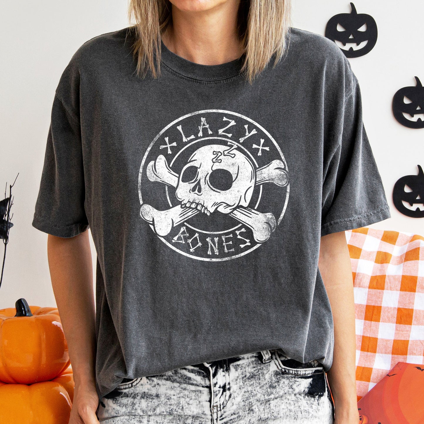 Lazy Bones Retro Halloween Comfort Colors Tshirt