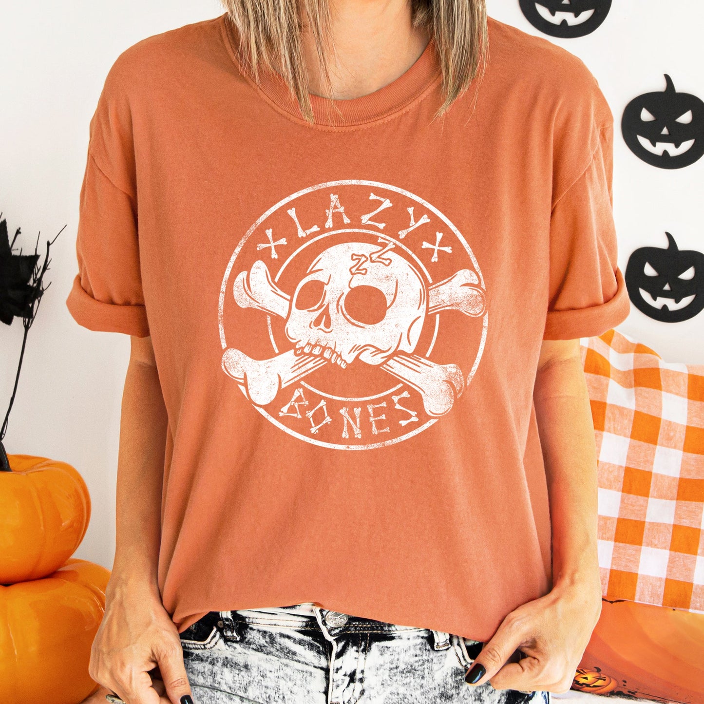 Lazy Bones Retro Halloween Comfort Colors Tshirt