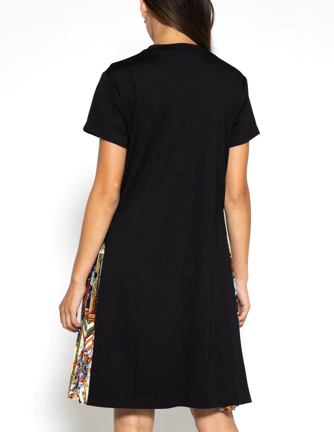 Short Sleeve Dress With Side Zipper Print Pleats Gracia