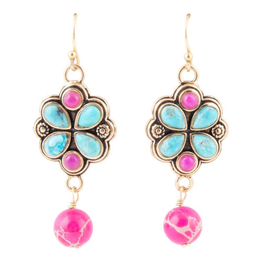 Legacy Pink Agate Golden Drop Earrings