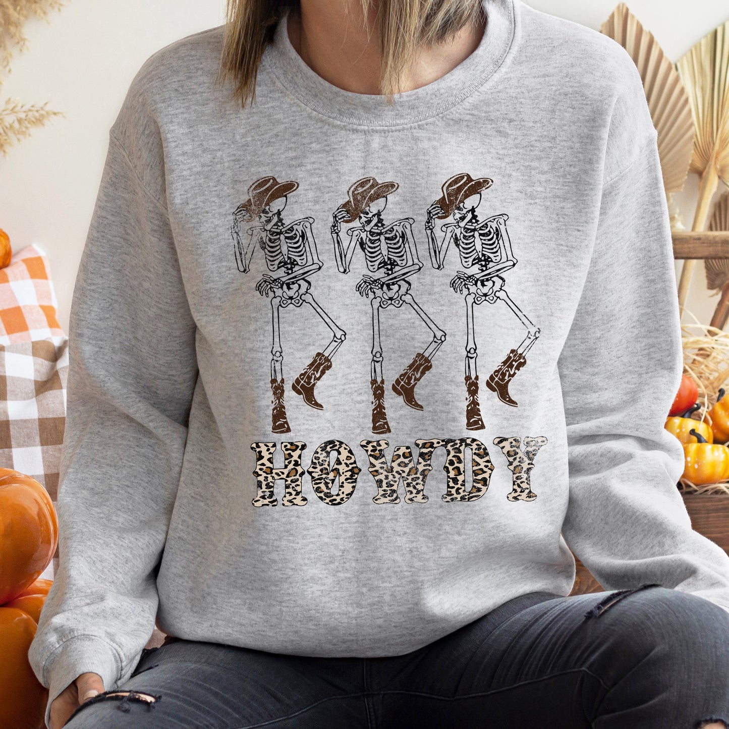 Howdy Leopard Halloween Sweatshirt Cozy Unisex Pullover Refinery No. 1
