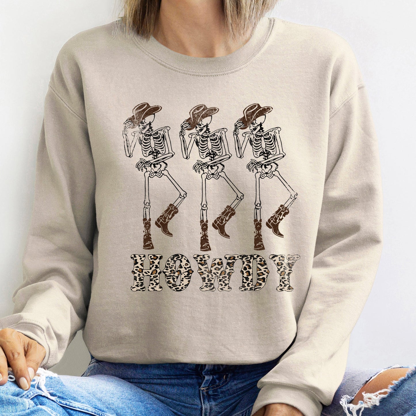 Howdy Leopard Halloween Sweatshirt Cozy Unisex Pullover Refinery No. 1
