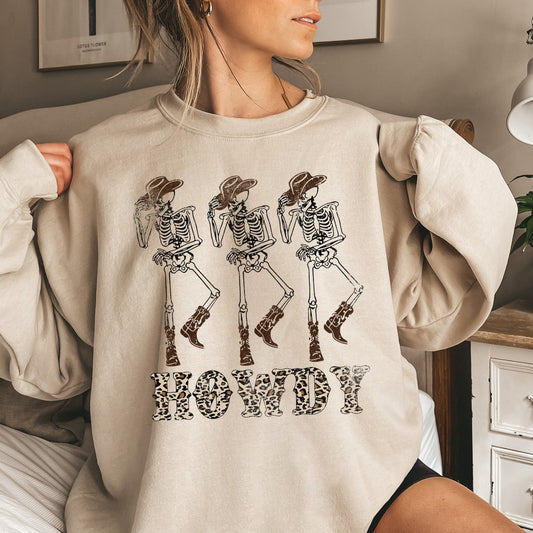Howdy Leopard Halloween Sweatshirt Cozy Unisex Pullover Refinery No. 1