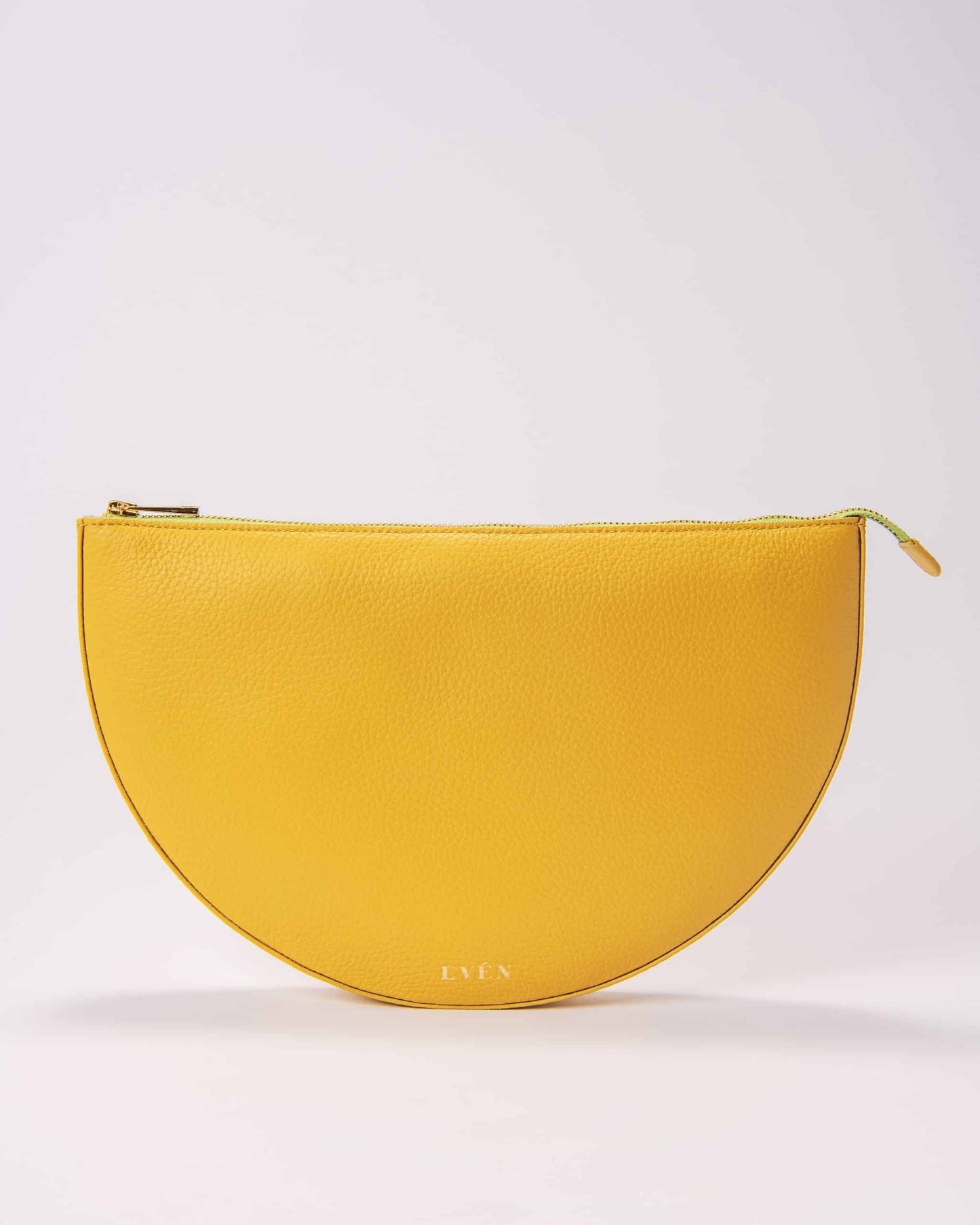 LEYZA Yellow Leather Clutch Bag