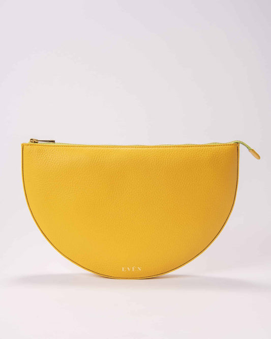 LEYZA Yellow Leather Clutch Bag