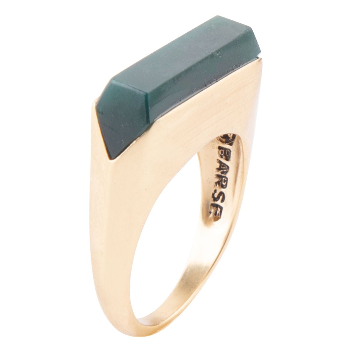 Linear Green Onyx and Golden Ring