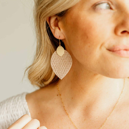 Lipgloss Pink Mini and Medium Leather Earrings Cora