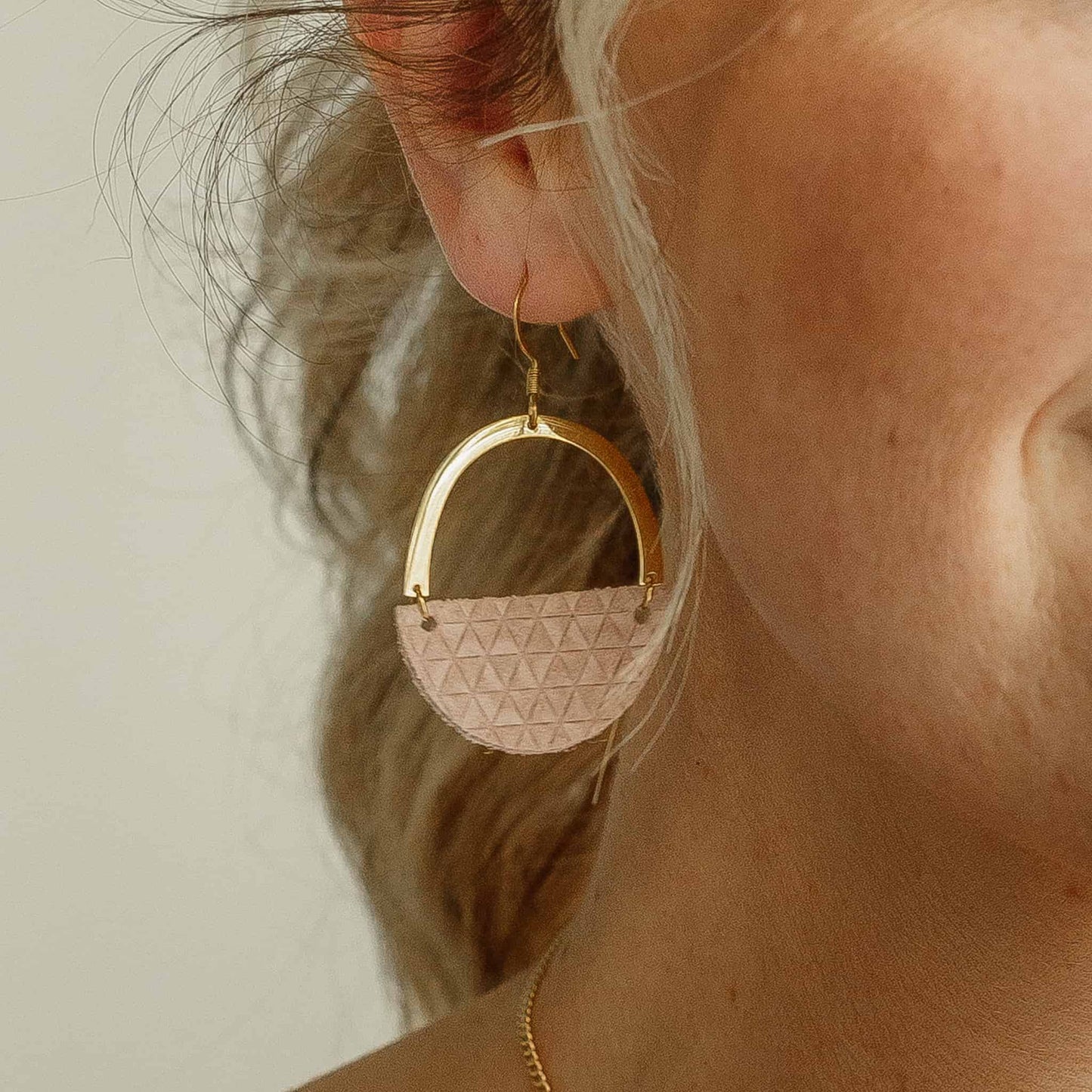 Leather Pink Hoop Earrings Jo Earrings Lipgloss
