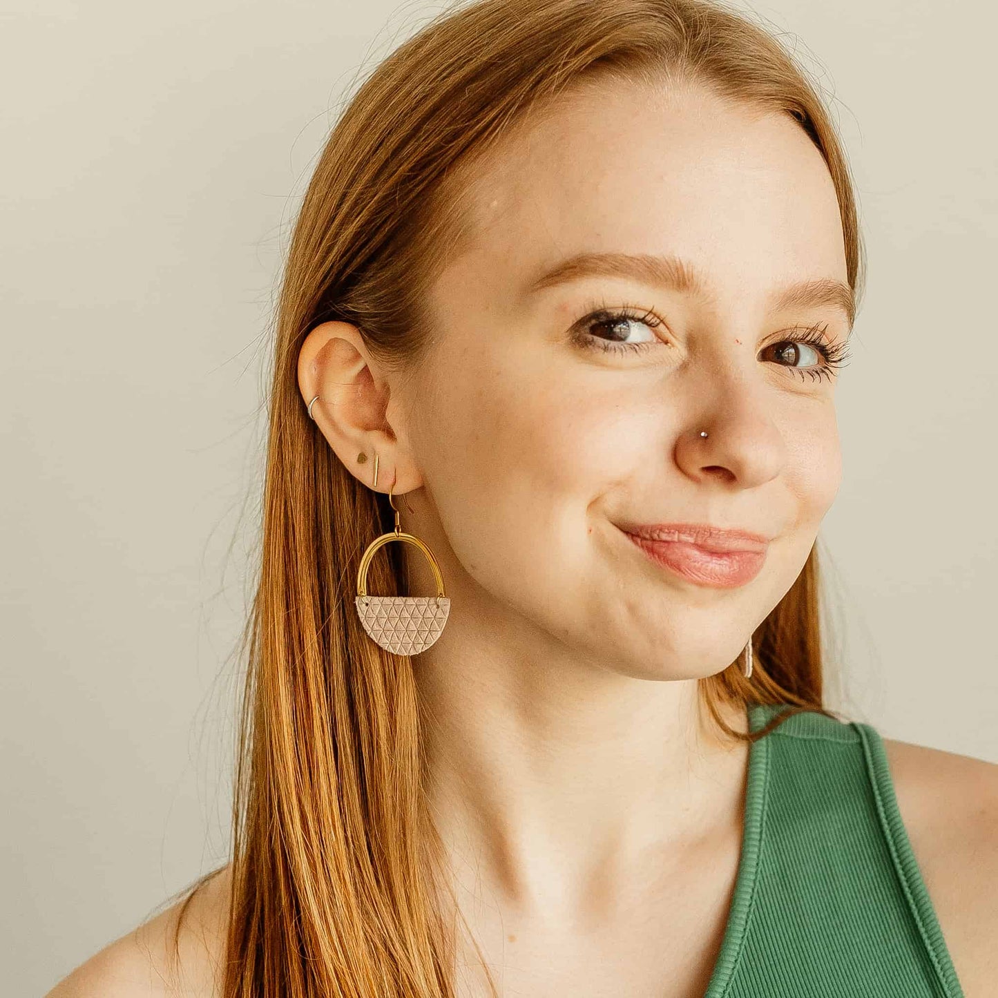Leather Pink Hoop Earrings Jo Earrings Lipgloss