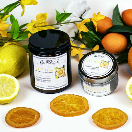 Litha Soy Wax Candle Lemon Sweet Orange Myrtle Ylang Ylang