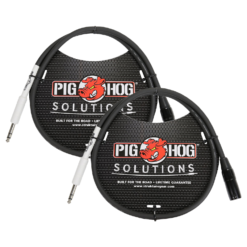 Pig Hog PX4T6 Stereo Balanced Patch Cable XLR Male to 1/4' TRS 6ft 2 Pack