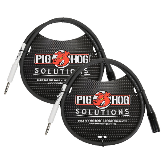 Pig Hog PX4T6 Stereo Balanced Patch Cable XLR Male to 1/4' TRS 6ft 2 Pack