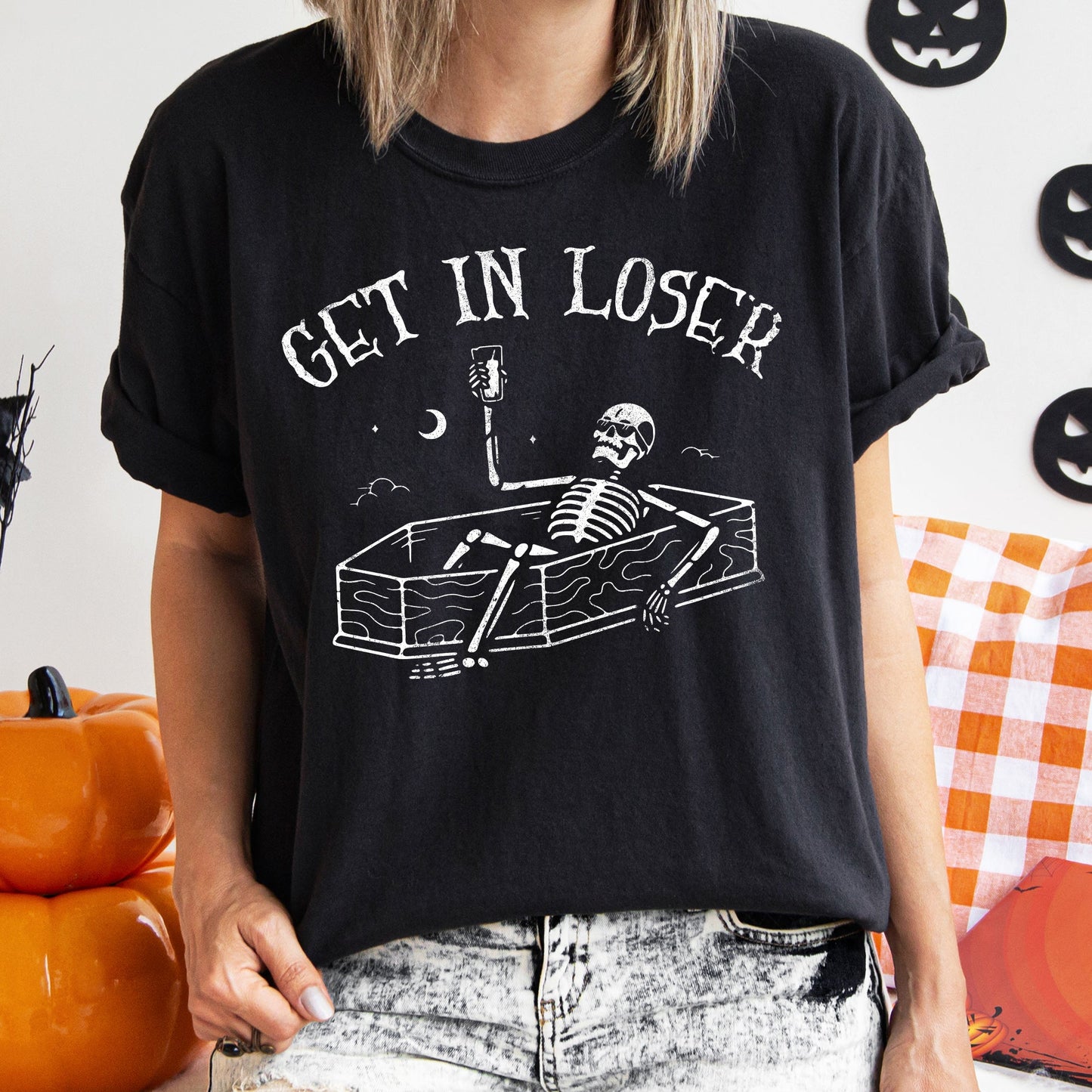 Comfort Colors Retro Halloween Graphic T Shirt Get In Loser