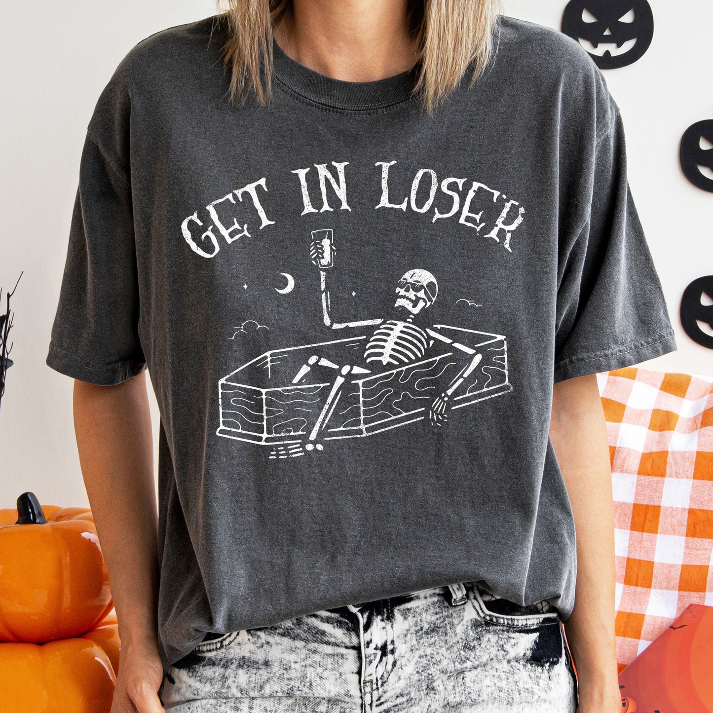 Comfort Colors Retro Halloween Graphic T Shirt Get In Loser