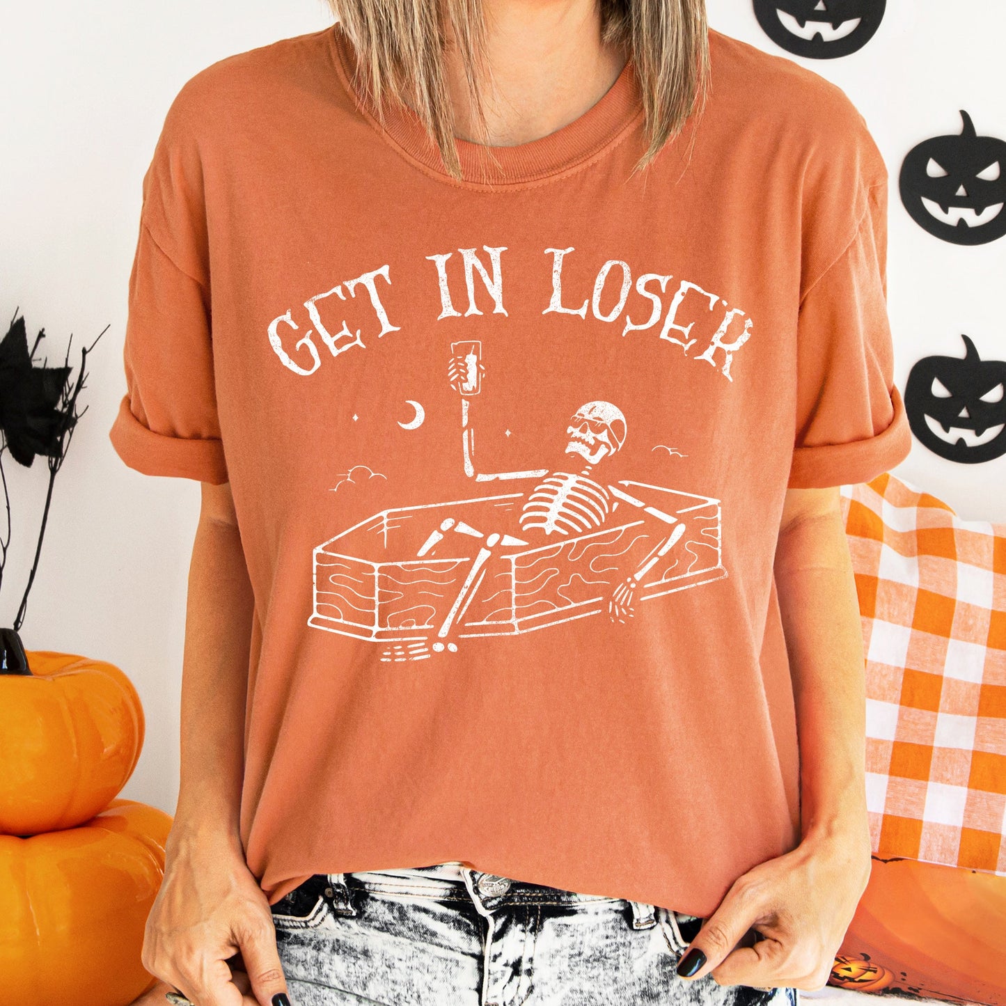 Comfort Colors Retro Halloween Graphic T Shirt Get In Loser