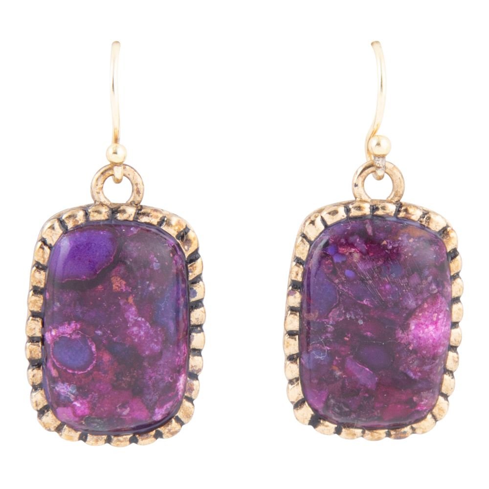 Luminous Purple Turquoise Golden Drop Earrings