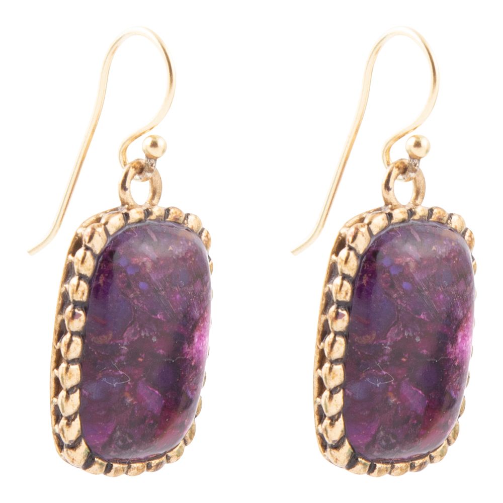 Luminous Purple Turquoise Golden Drop Earrings