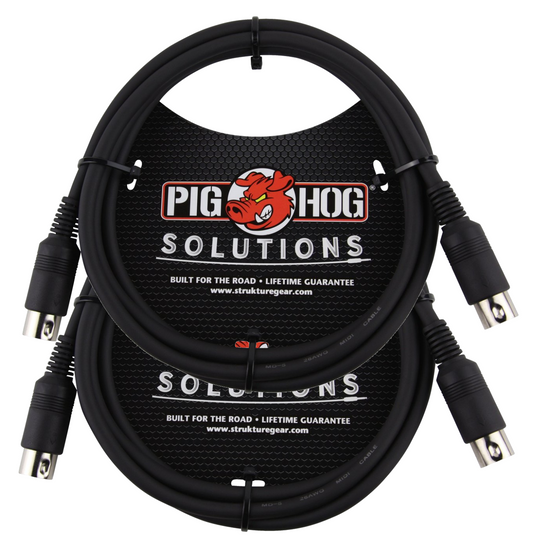 Pig Hog 6ft Solutions MIDI Cable Instrument Interface Male to Male 2 Pack