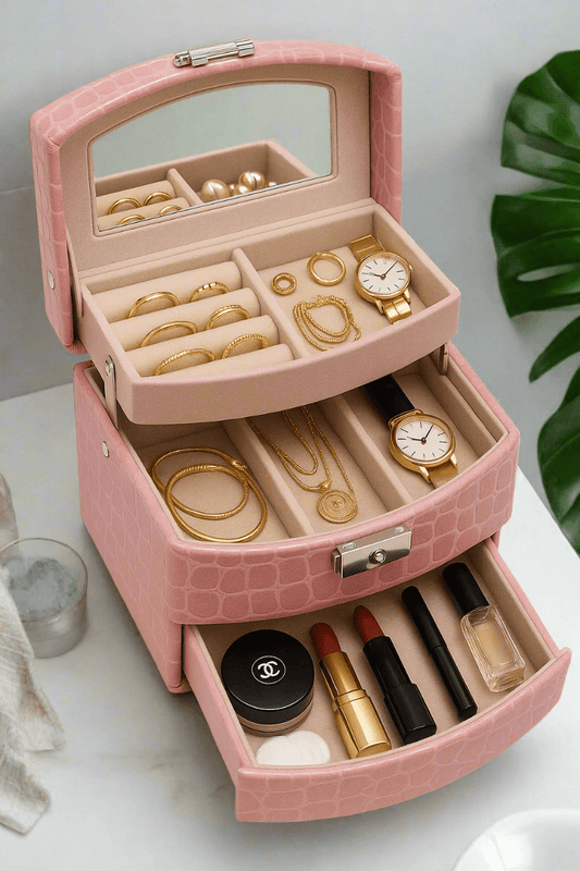 Luxury 3 Layers Tangle Free Jewelry Organizer Jewelry Box