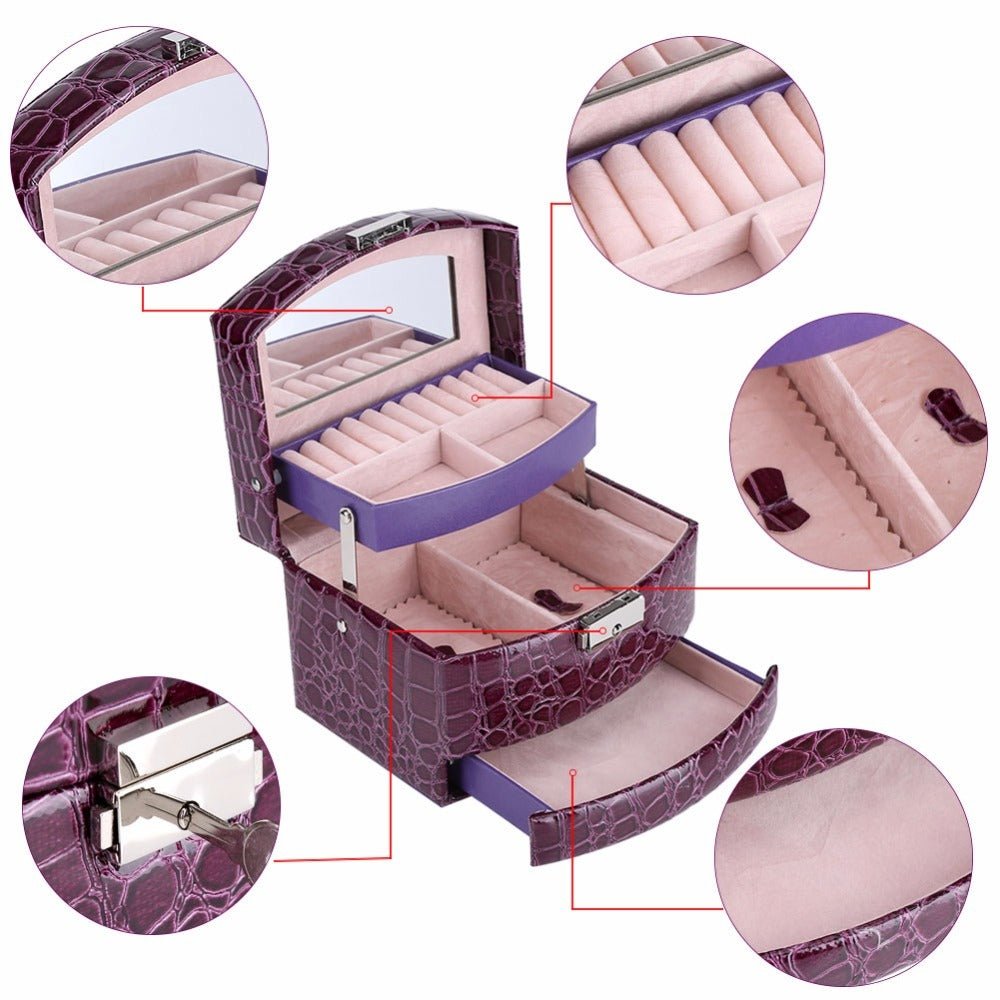 Luxury 3 Layers Tangle Free Jewelry Organizer Jewelry Box