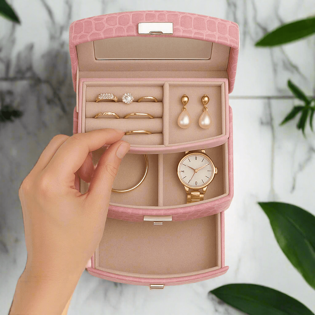 Luxury 3 Layers Tangle Free Jewelry Organizer Jewelry Box