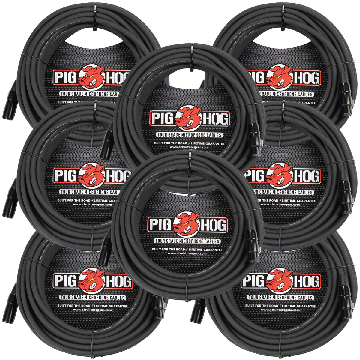 8mm High Performance 50 Ft Microphone Cable 8 Pack Pig Hog