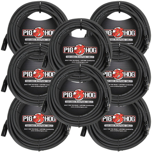 8mm High Performance 50 Ft Microphone Cable 8 Pack Pig Hog