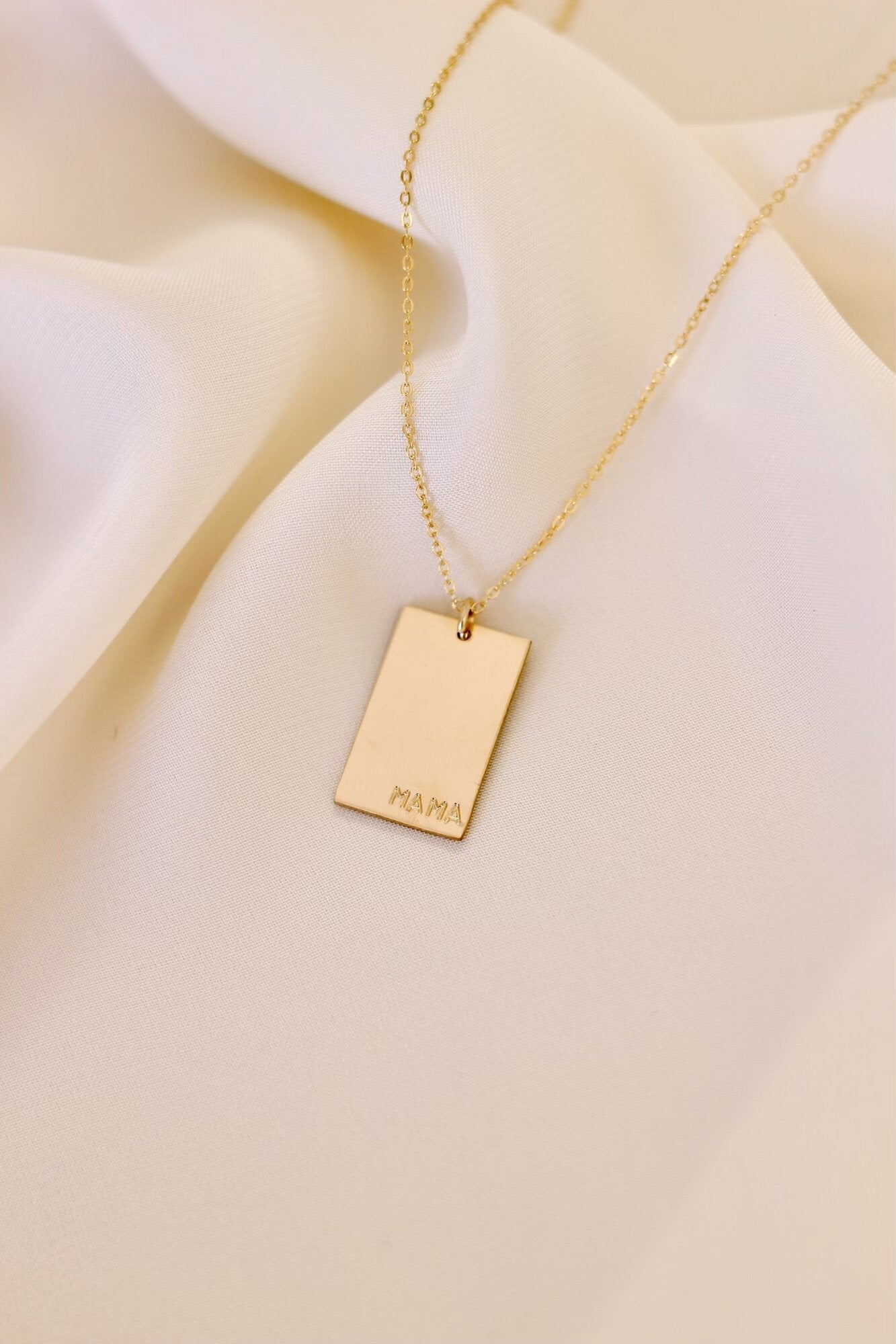 Goldie 14k Gold Filled 'MAMA' Rectangle Necklace
