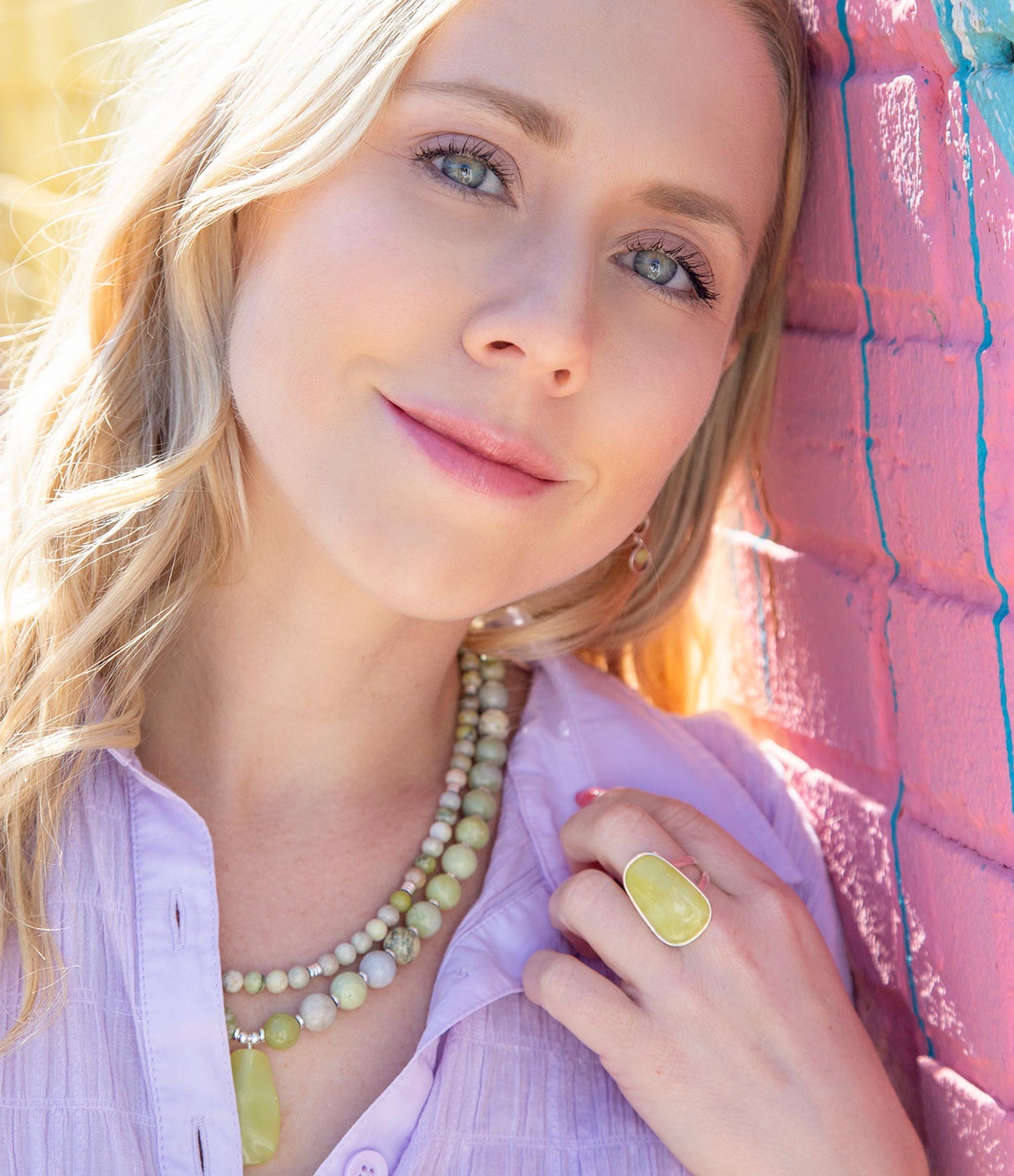 Madeleine Yellow Jade and Sterling Silver Ring