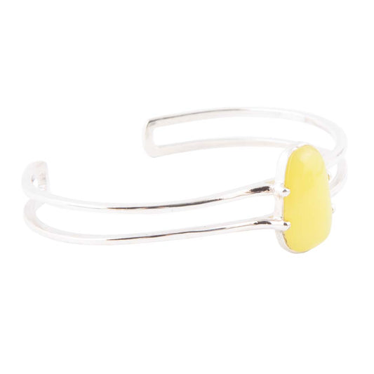 Madeleine Yellow Jade Sterling Silver Cuff Bracelet