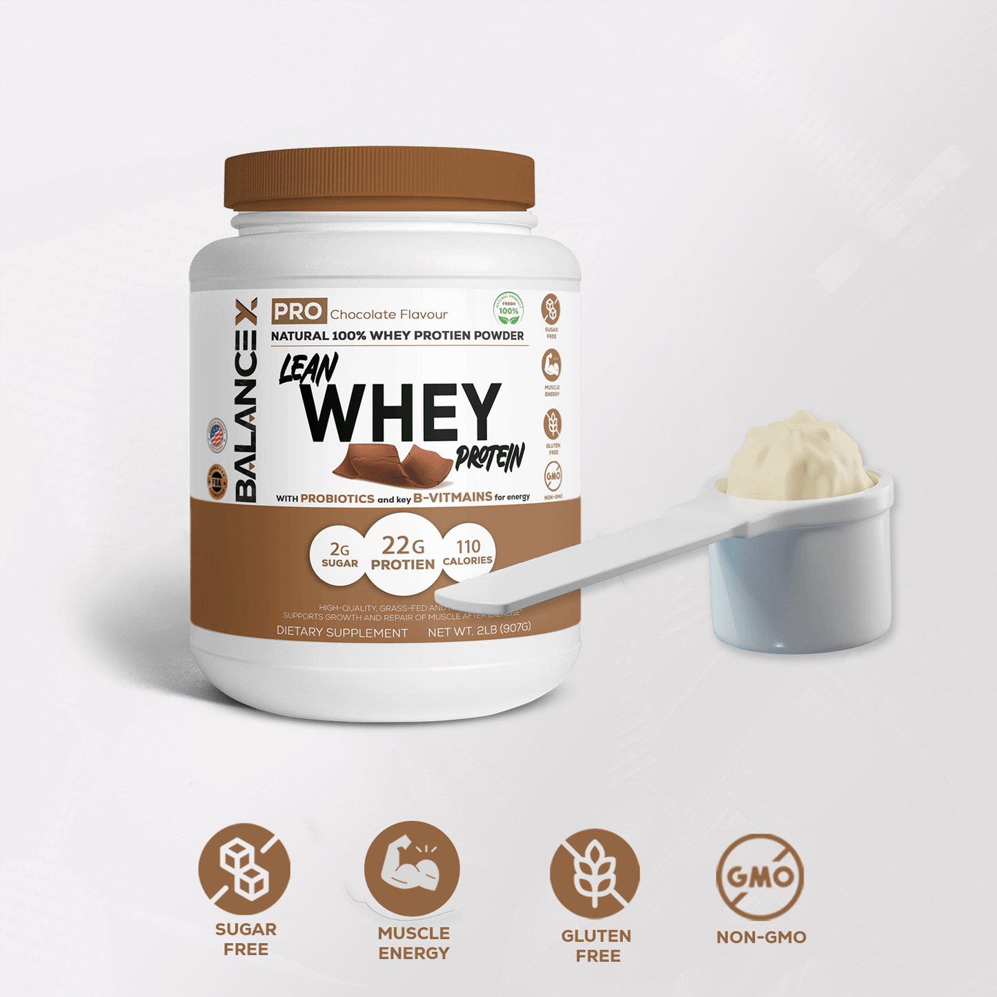 Natural Lean Whey Protein: Sculpt Your Strength (Chocolate) 2LBS - BalanceX Pro