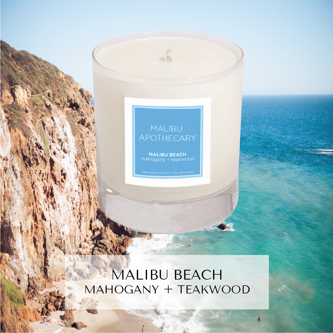 Clear Gloss Blue Accent Candle 8.5oz Coconut Soy Wax